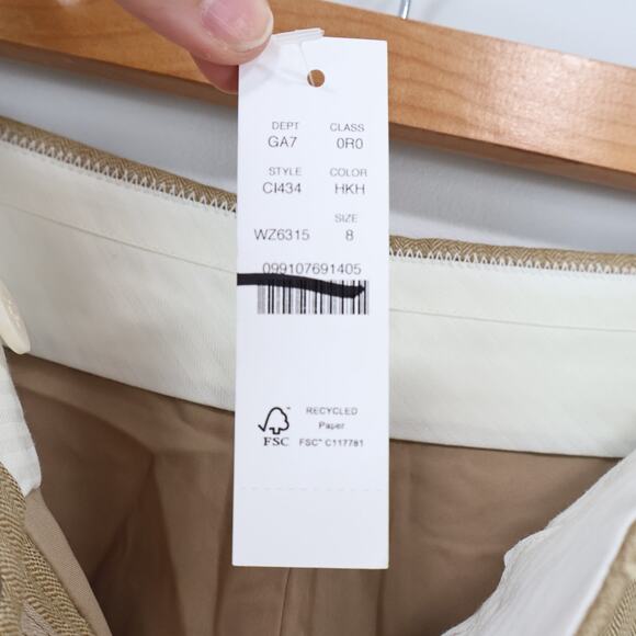 J.Crew Portia Linen Blend Pant Herringbone Honey Khaki Size 8 NWT - Picture 6 of 10